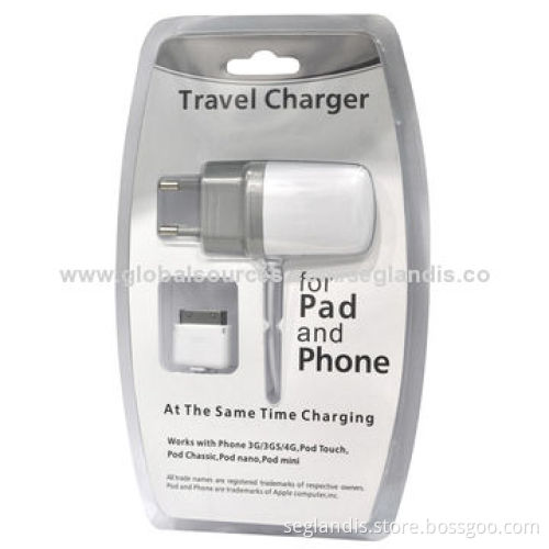 Travel Charger for iPad/iPhone 4/4S, 110-240V Input